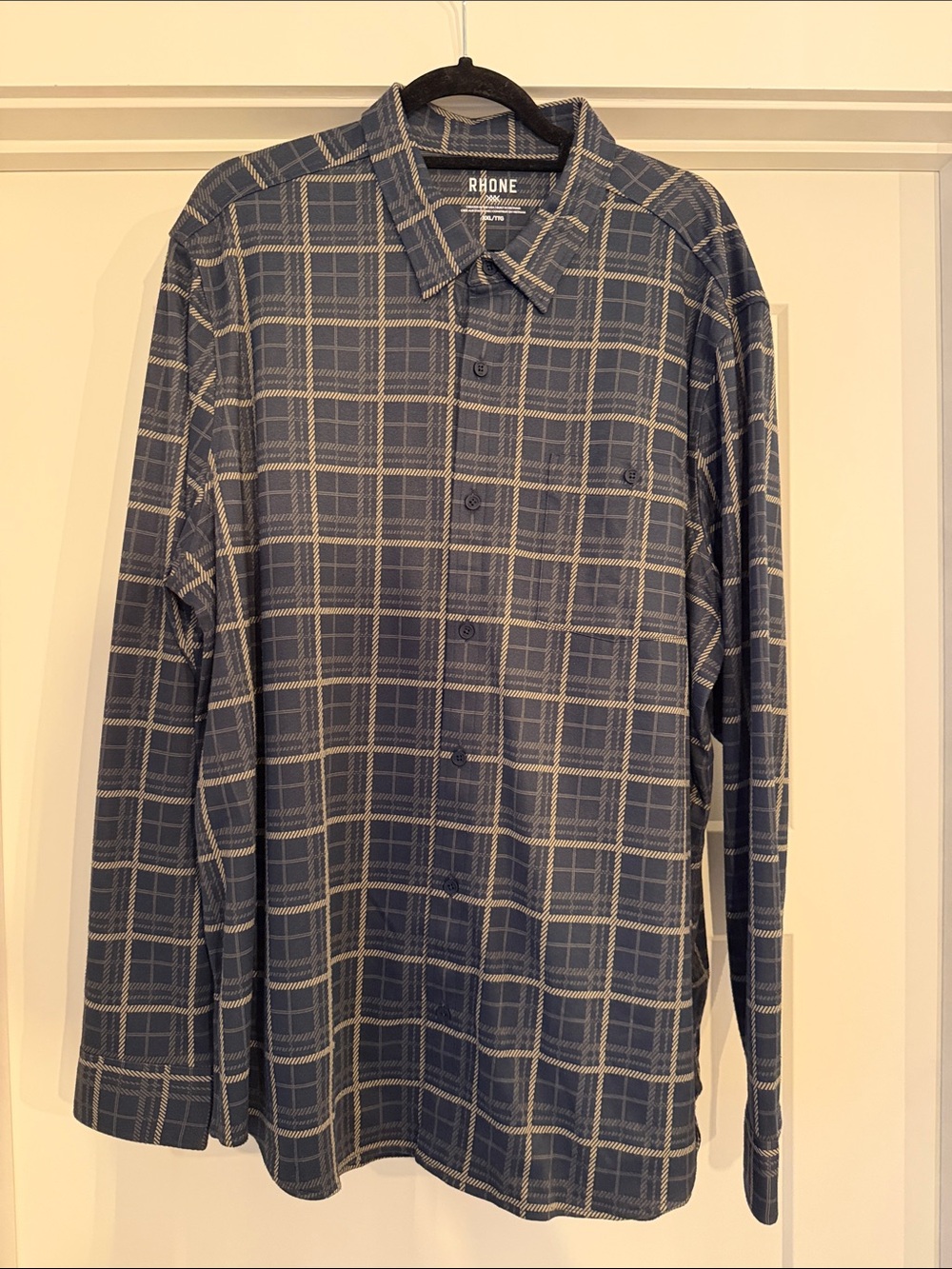 RHONE Men's Navy Plaid Button-Down Flannel